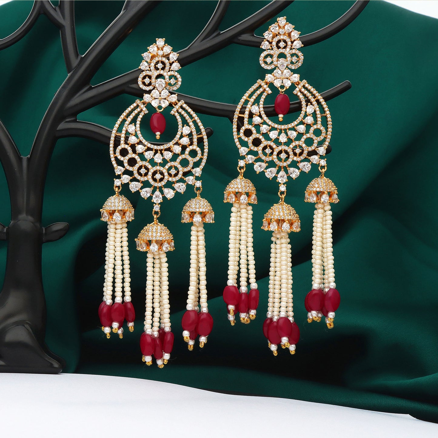 Zirconia Chandbali Earrings