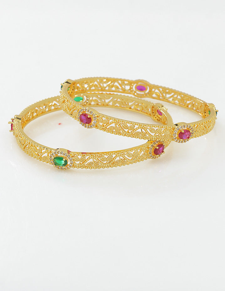 Designer Zirconia Gold Plated Bangles
