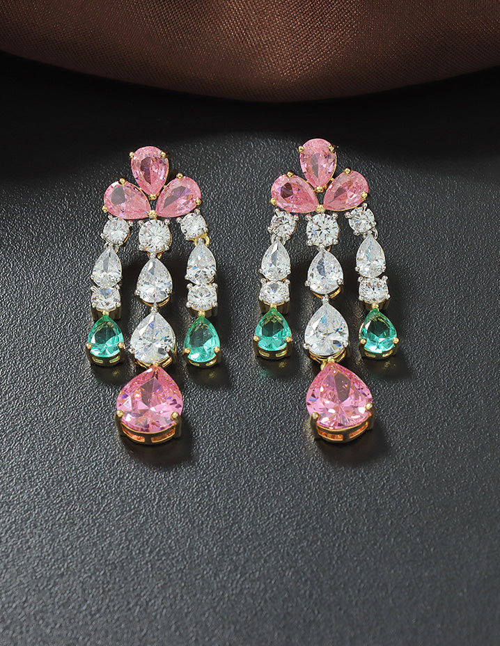 Designer Zirconia Crystal Bloom Designer Necklace Set