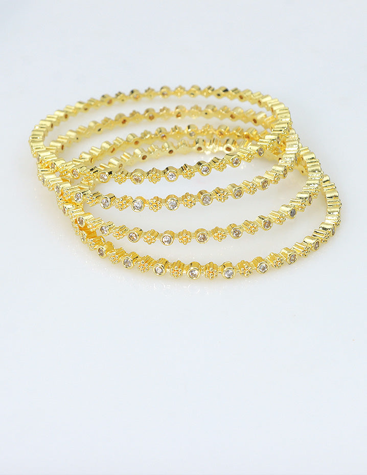 Designer Zirconia Crystal Charm set of 4 Bangles