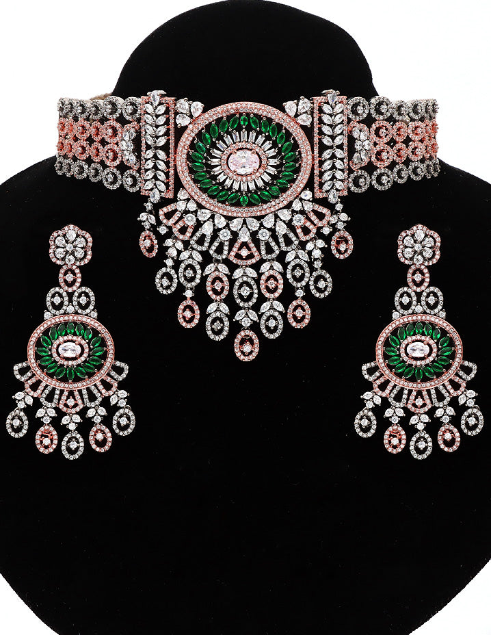 Zirconia Black Rose Choker Set