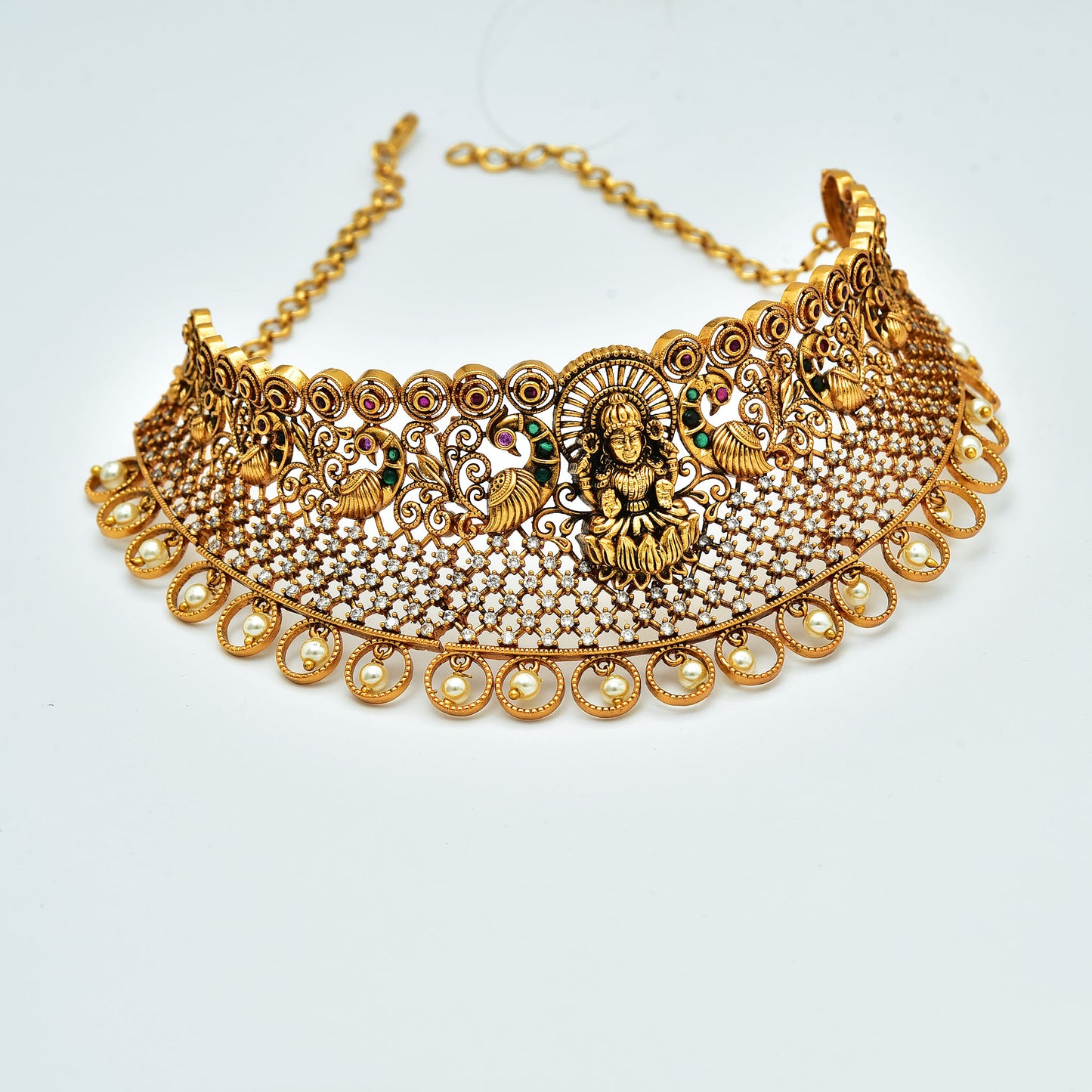 Antique Zirconia Stone kempu Choker Set