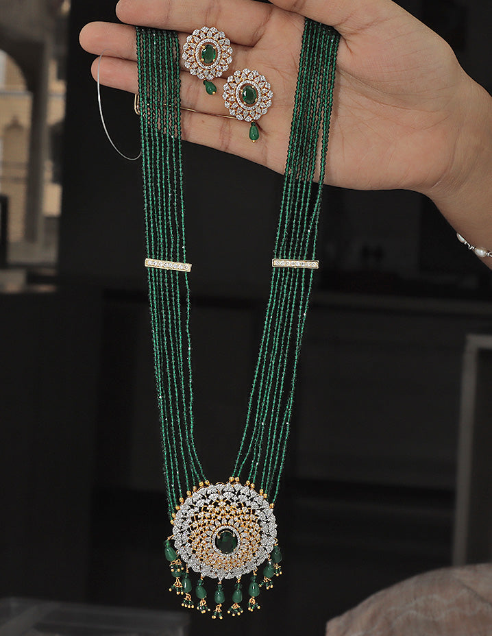 Designer Zirconia Emerald Radiance Beads Mala