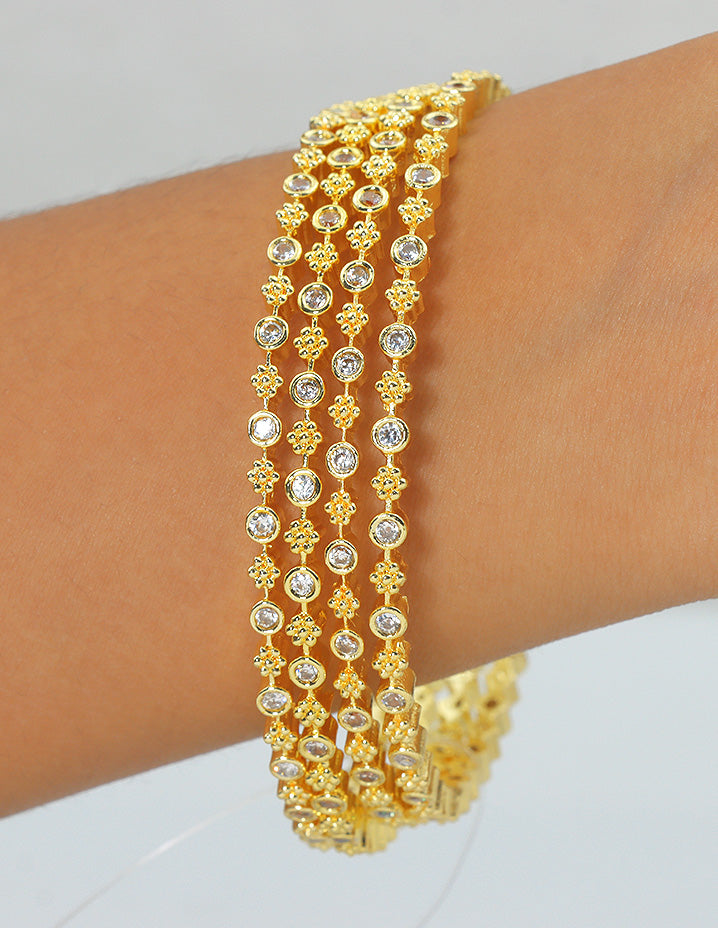 Designer Zirconia Crystal Charm set of 4 Bangles