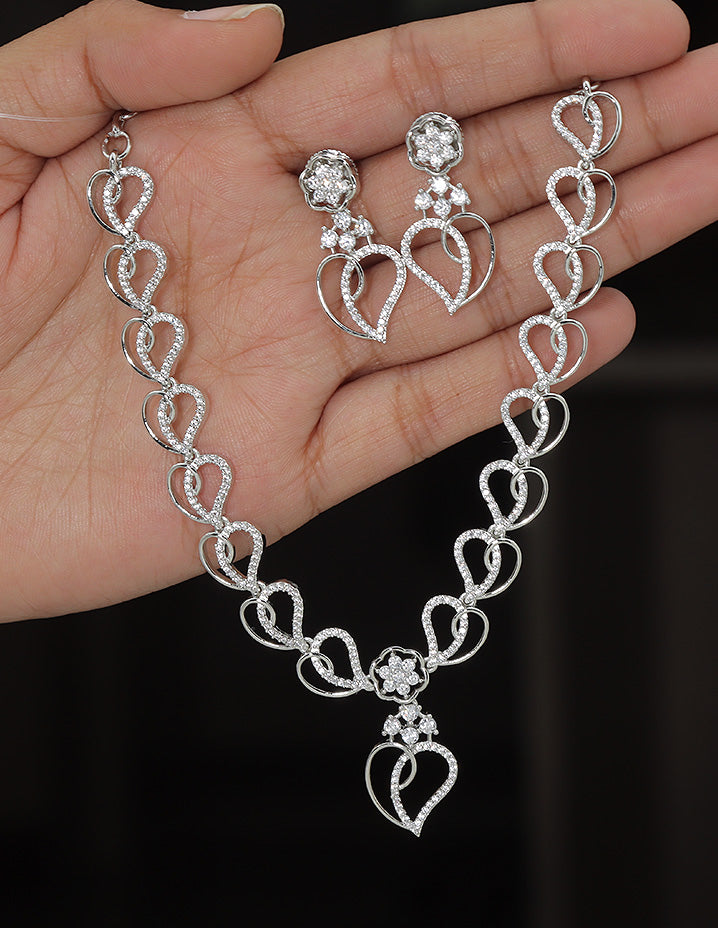 Designer Zirconia Crystal Heart Shaped Elegance Necklace Set