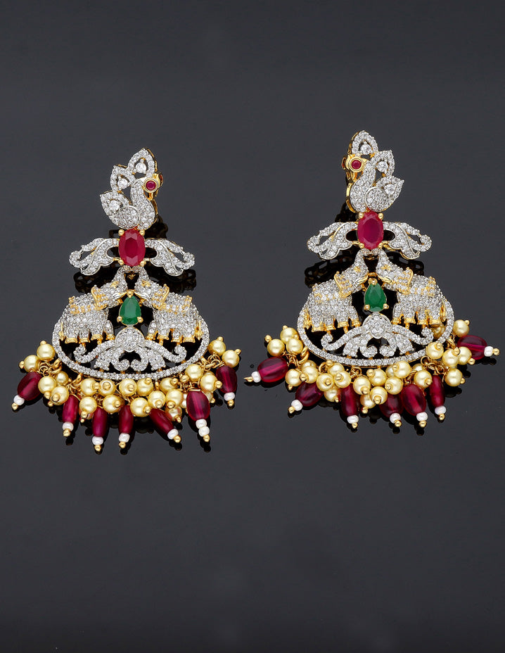GJ Polish Zirconia Necklace Set With Ruby Beads