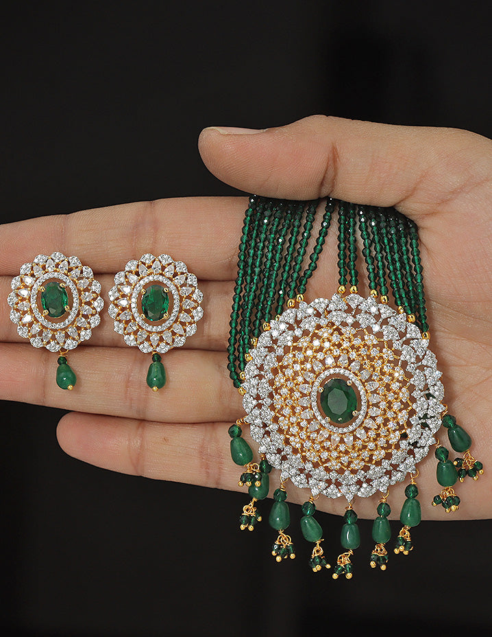 Designer Zirconia Emerald Radiance Beads Mala
