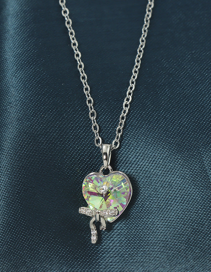 Swarovski Crystal Prism Heart Chain Pendant – Violet Purple