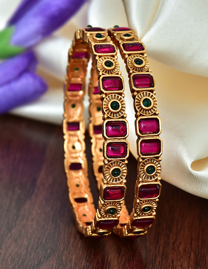 Antique Kempu Matt Bangles ZBGL10940