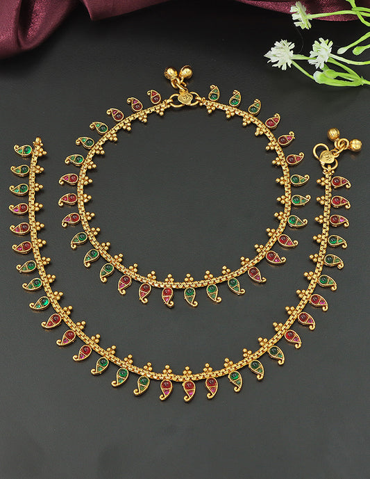 Designer Paisley Grace Kempu Anklets