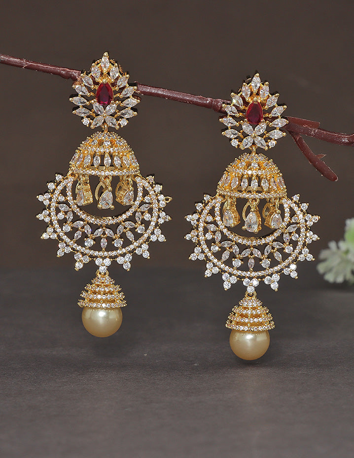 Designer Zirconia Royal Ruby Jhumka