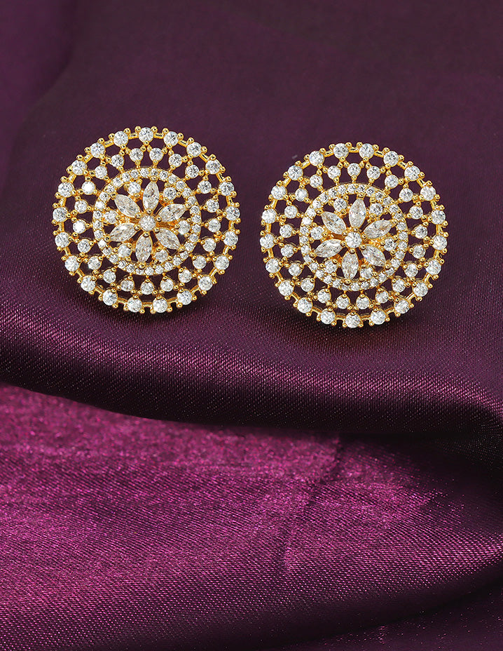 Designer Radiant Floral Halo Stud Earrings