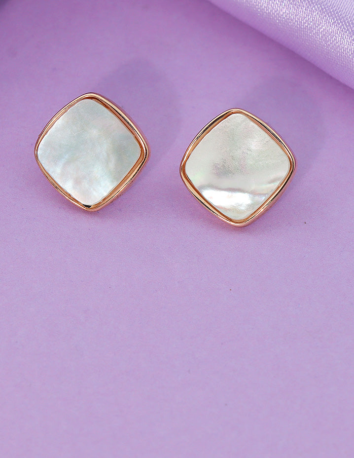 Designer Satin Sheen Square Stud Earrings