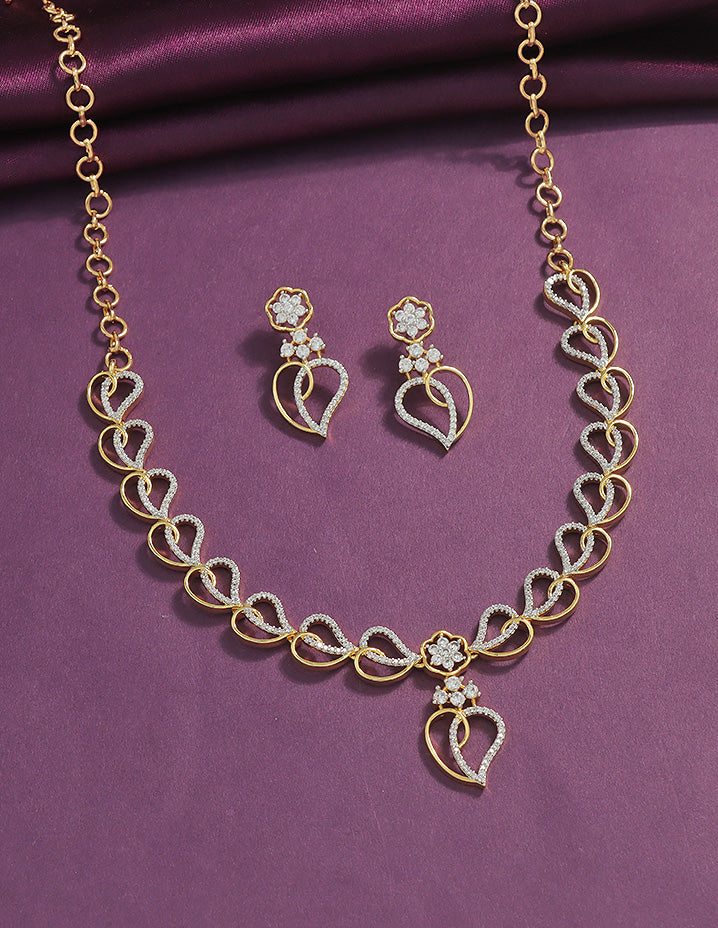 Designer Zirconia Crystal Heart Shaped Elegance Necklace Set