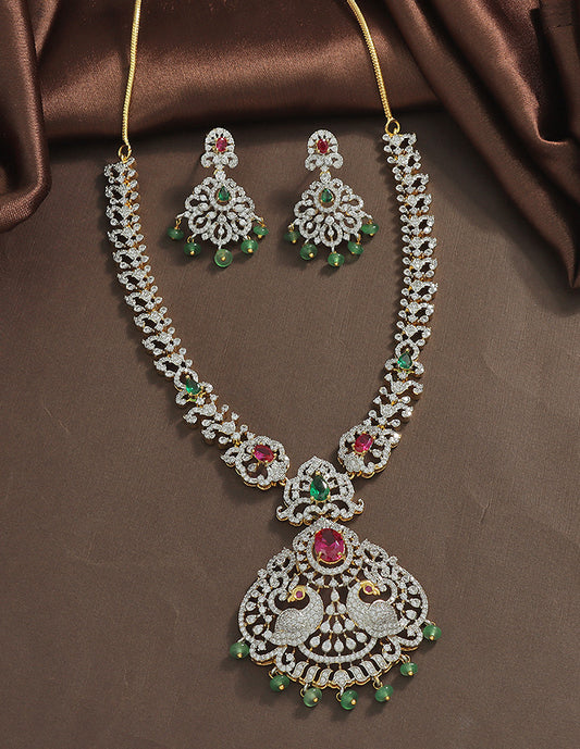Designer GJ Polish Zirconia Necklace Set