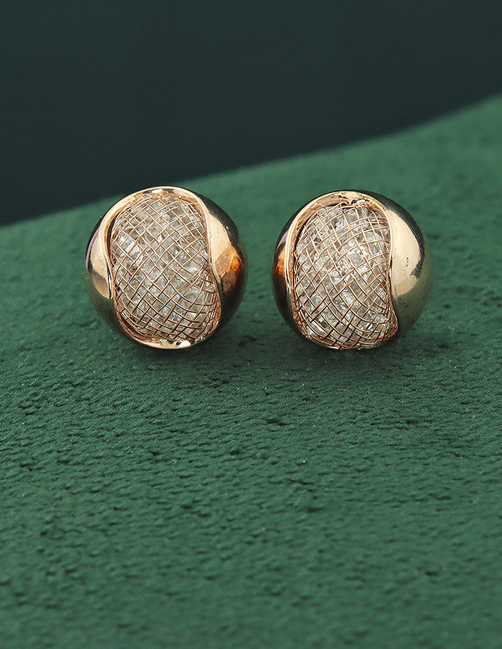 Designer Zirconia  Rose Gold Polish Stud Earrings