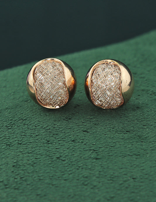 Designer Zirconia  Rose Gold Polish Stud Earrings
