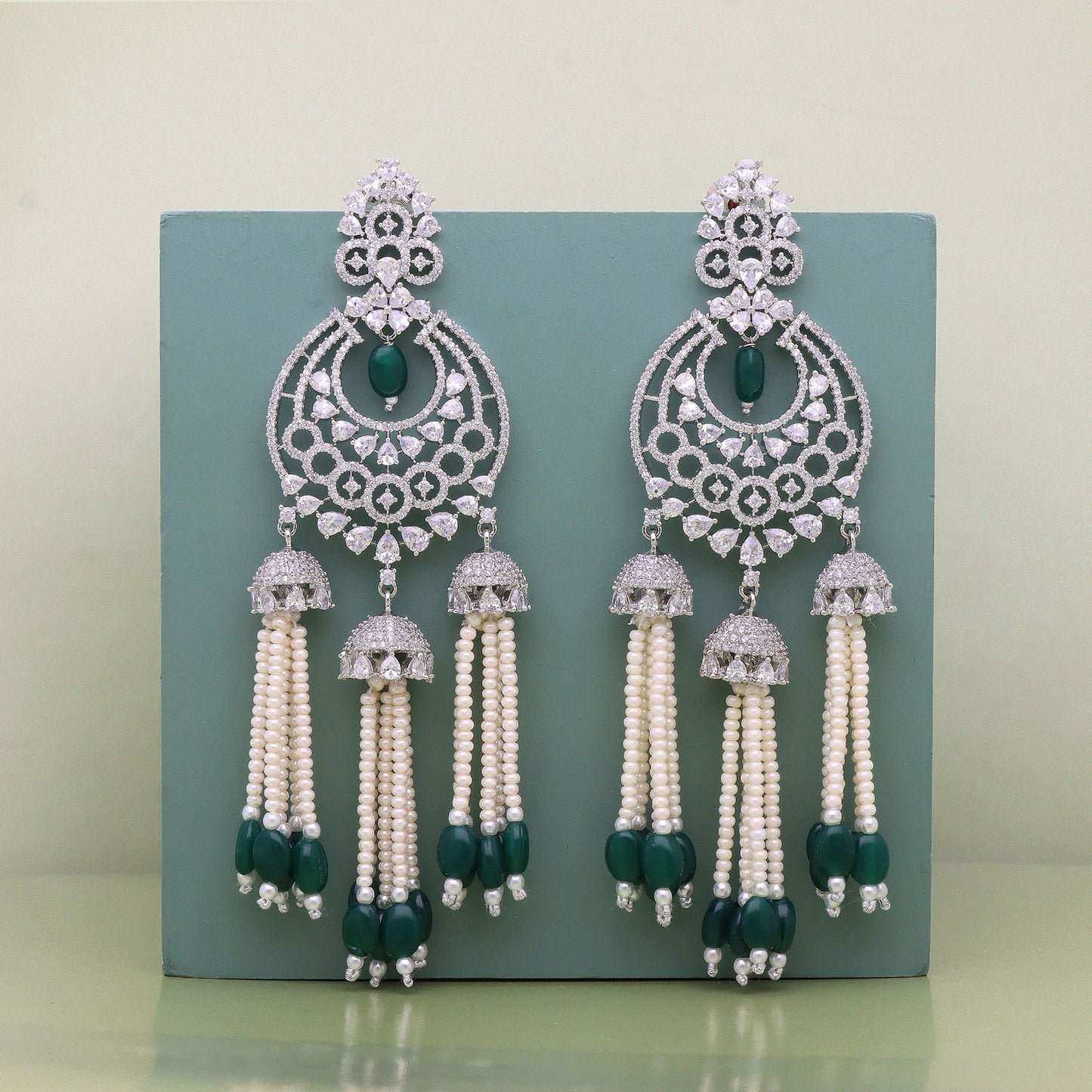 Zirconia Chandbali Earrings