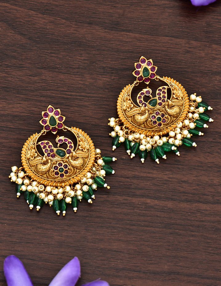kempu Chandbali Designer Earrings
