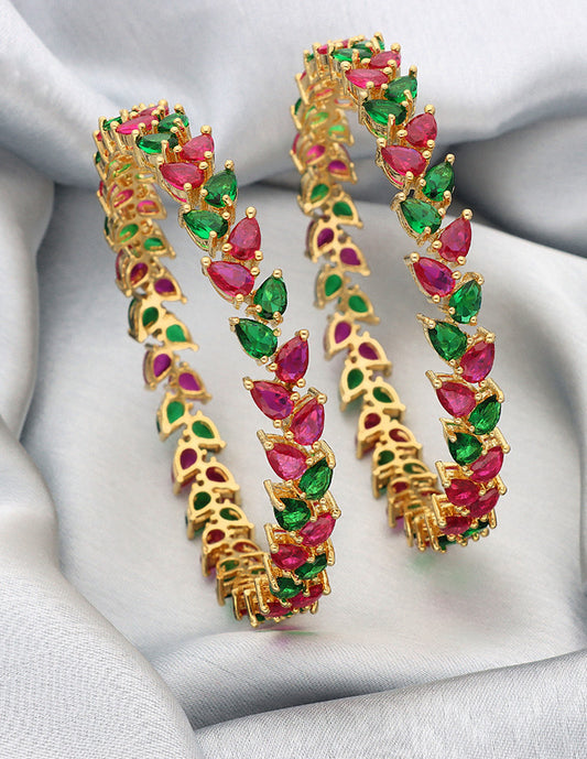 Designer Zirconia Rani Pink & Emerald Bangles