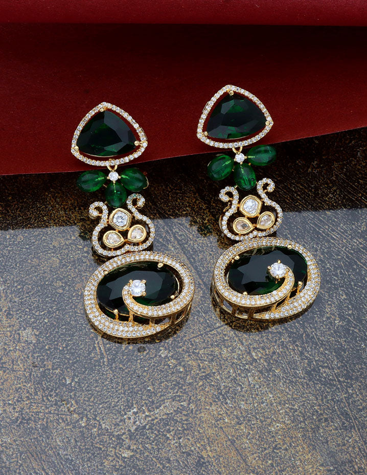 Zircon Gold Polish Dangler Earrings