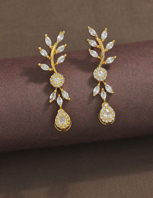 Designer Zirconia Floral Cascade Sparkle Earrings