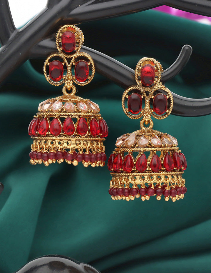Designer Maroon Color Fancy Earrings