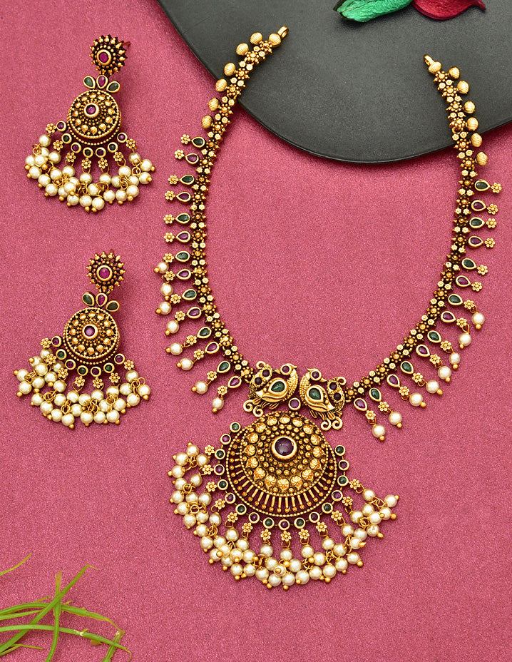 Antique Kempu Necklace Set 127904