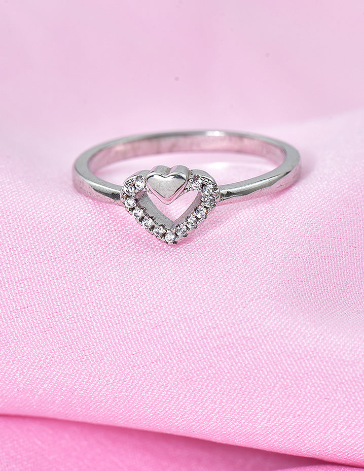 Designer Zirconia Crystal Inner Love Finger Ring