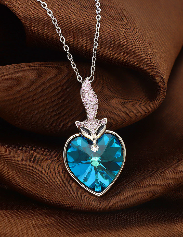 Swarovski Crystal Aqua Blue Chain Pendant