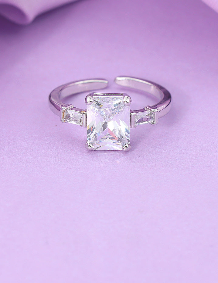 Designer Zirconia Radiant Elegance Adjustable Finger Ring