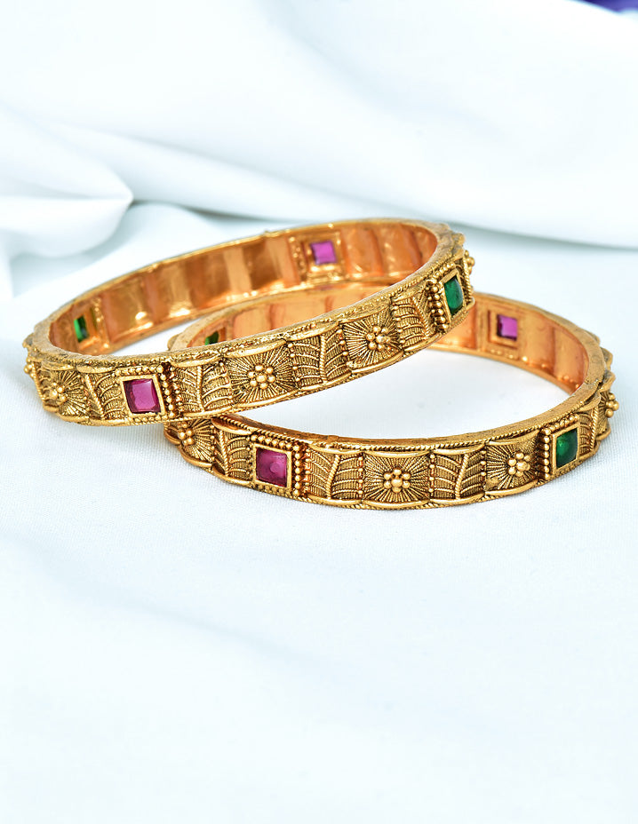 Antique Kempu Matt Bangles zbgl10922