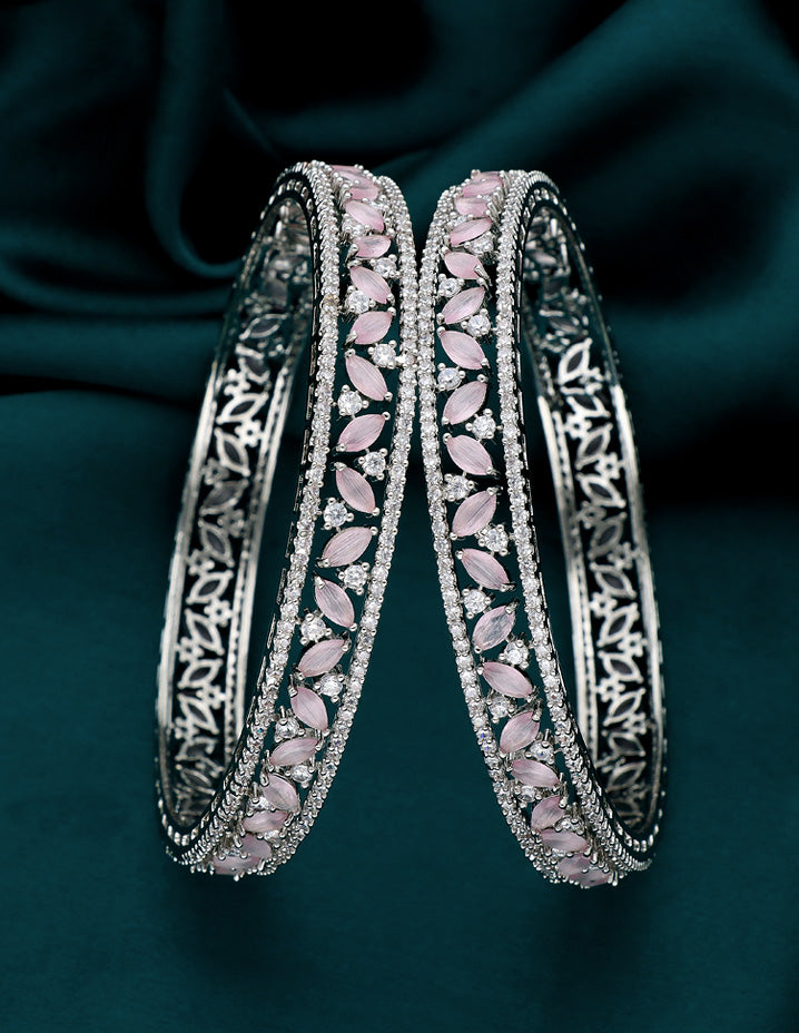 Zircon Kada Bangles zbgl10877/Rhodium