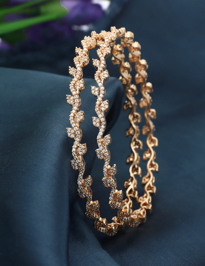Zircon tiny leaf Carat Polish Designer Bangles