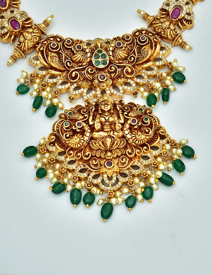 Antique Lakshmi Devi Pattern Necklace Set