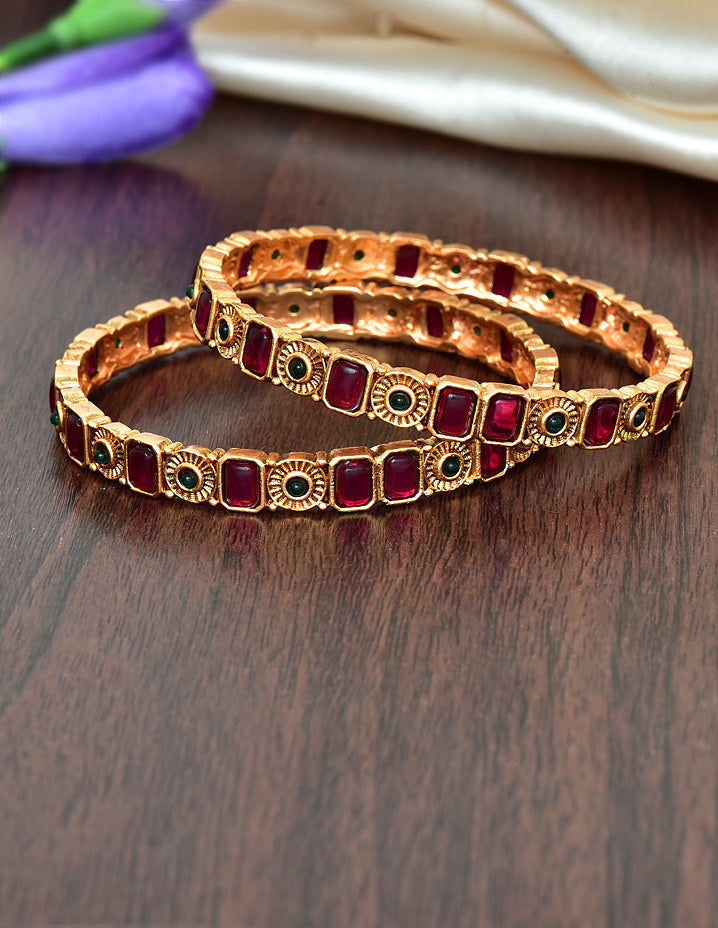 Antique Kempu Matt Bangles ZBGL10940