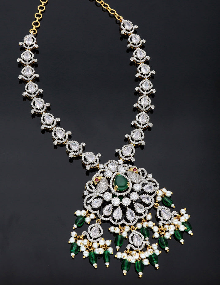 Zirconia Ganga Jamuna Polish Wedding Necklace Set