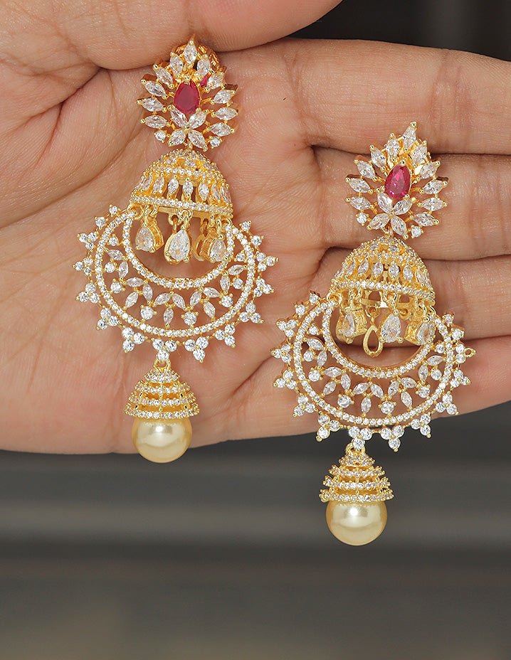 Designer Zirconia Royal Ruby Jhumka