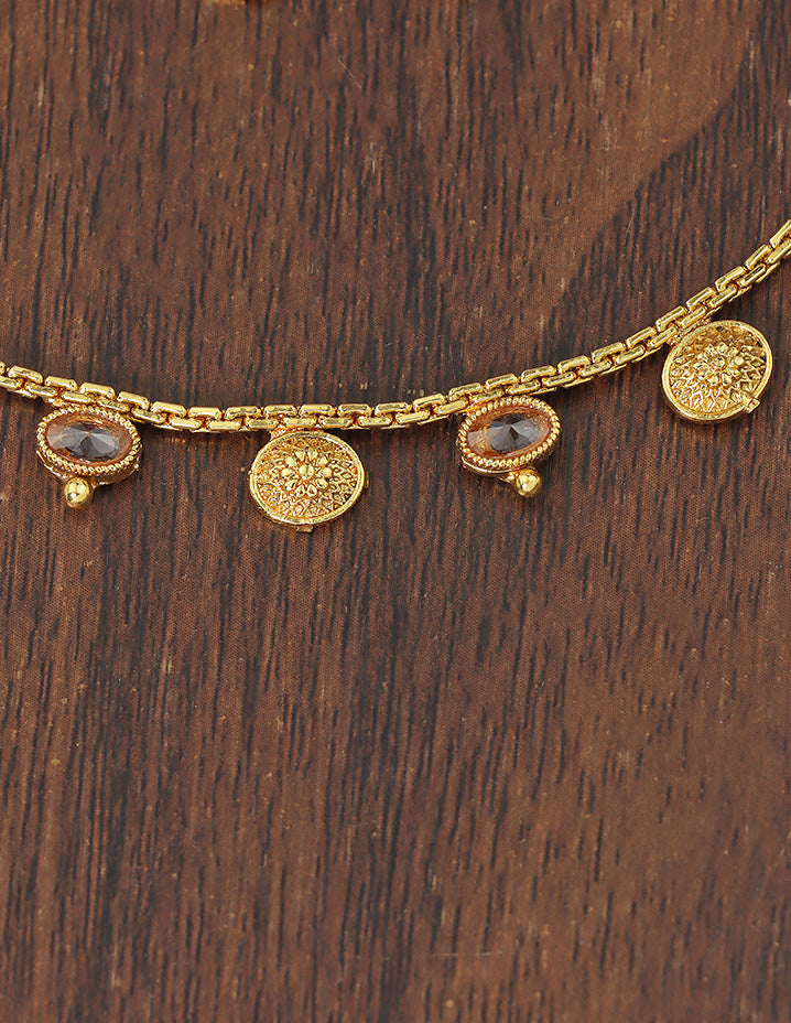 Designer Elegant Coin Drop Multicolor Stone Anklets