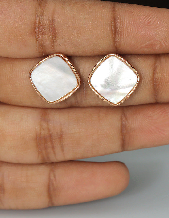 Designer Satin Sheen Square Stud Earrings