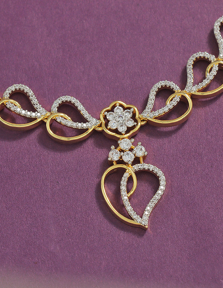 Designer Zirconia Crystal Heart Shaped Elegance Necklace Set