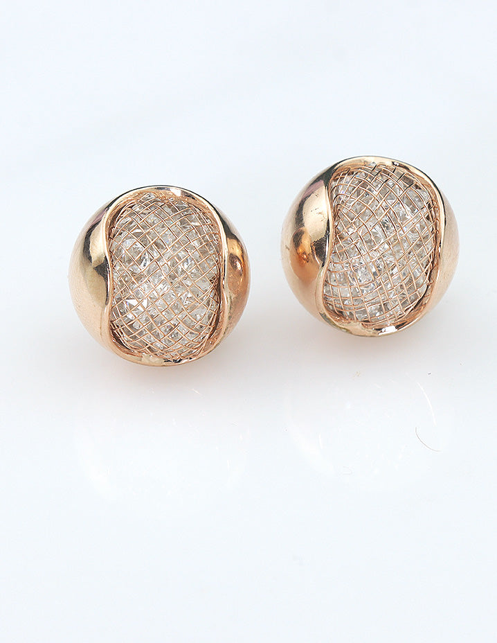 Designer Zirconia  Rose Gold Polish Stud Earrings