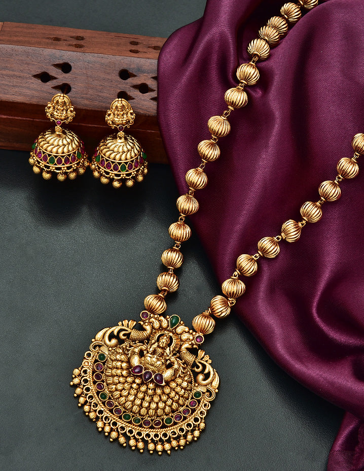 Lakshmi Devi Gold Ball Chain Pendant