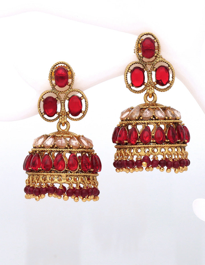 Designer Maroon Color Fancy Earrings