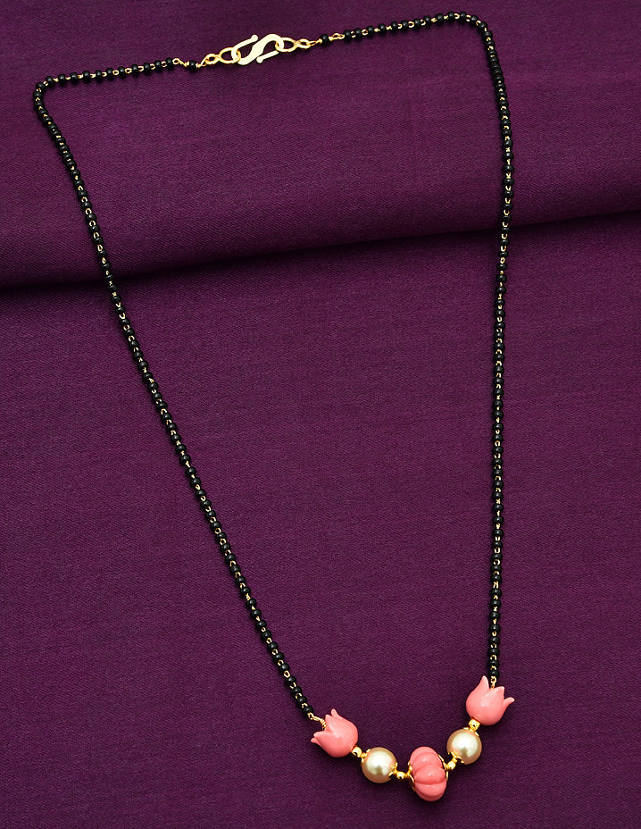 Designer Peach Black Beads