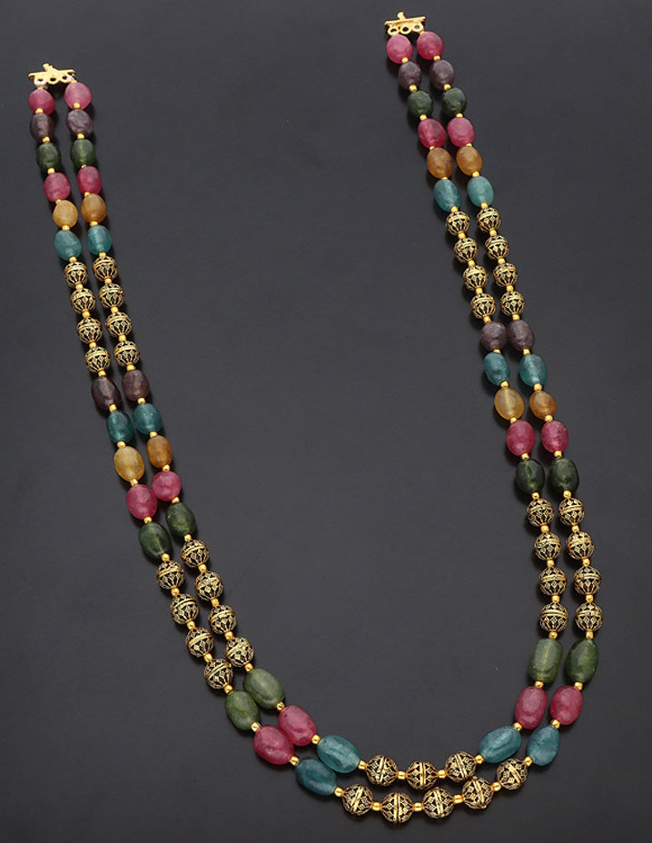 Designer 2-lines Monalisa Multicolor Beads Mala