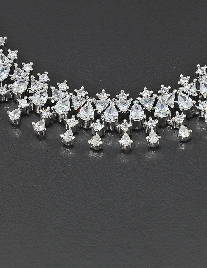 Designer Rhodium Polish Zirconia Necklace Set