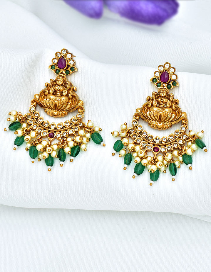 kempu Chandbali Designer Earrings