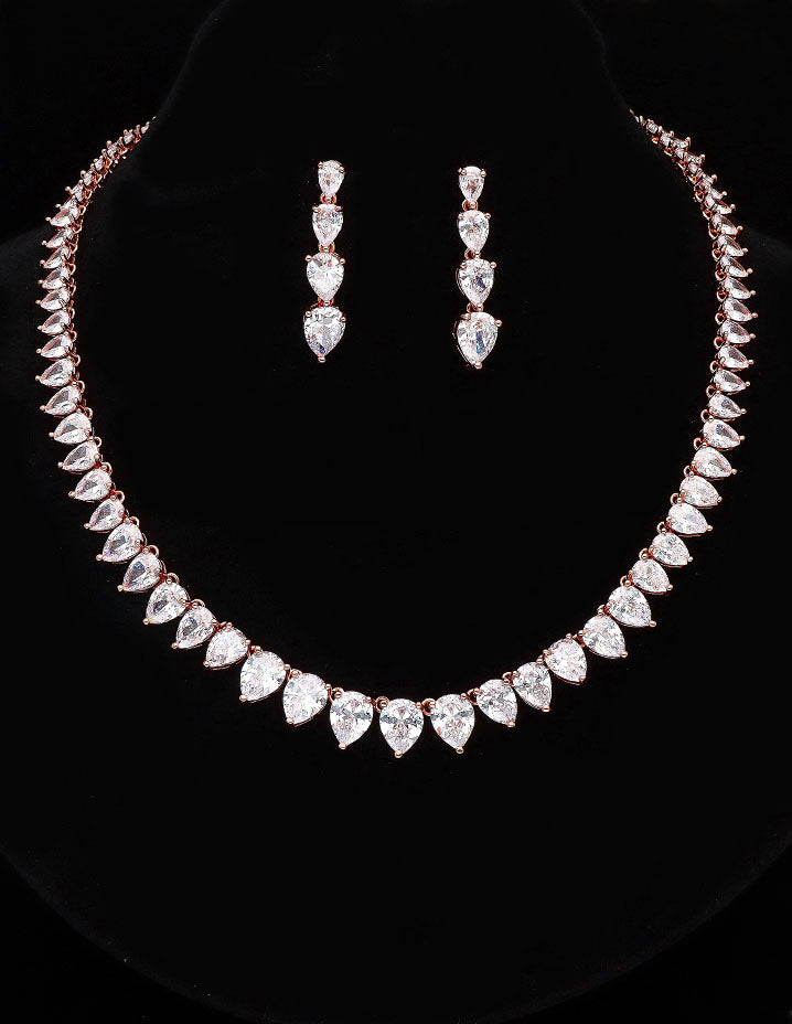 Rose gold Polish Zirconia Necklace Set