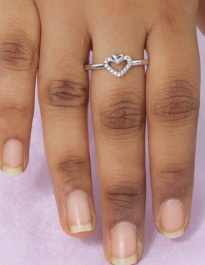 Designer Zirconia Crystal Inner Love Finger Ring